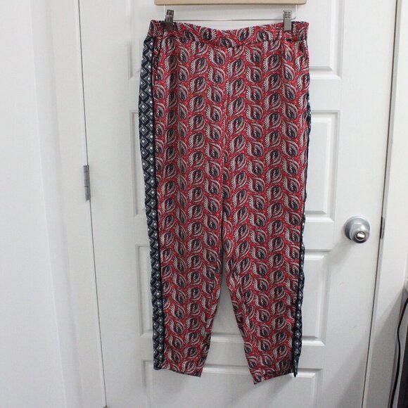 Anthropologie x Ett Twa Cardiff Print Pant Paisley Red Blue Womens Size Small - Picture 1 of 4
